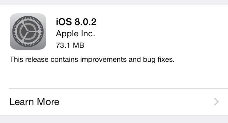 Apple corrige y lanza iOS8.0.2